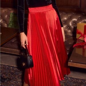 Home To You Pleated Satin Midi Skirt